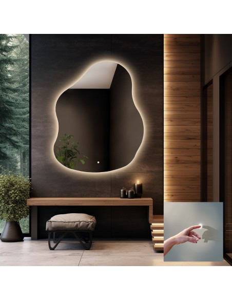 Badezimmerspiegel in unregelmäßiger Form mit Schalter - STONE LED PREMIUM