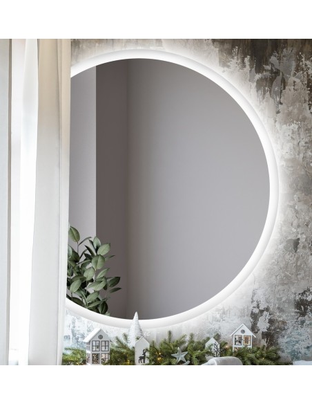 Runder Badezimmerspiegel mit Hintergrundbeleuchtung, seitlich zugeschnitten - CAPELLA LED Abgeschnittene Seite