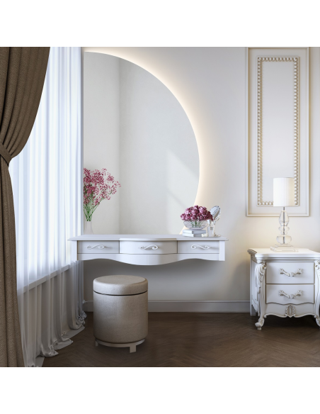 Halbrunder Badezimmerspiegel mit abgeschnittener Unterkante und Beleuchtung – HELENA LED