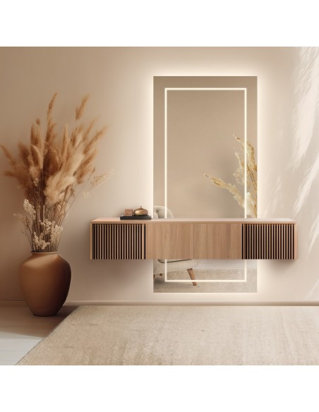 Rechteckiger Spiegel mit Hintergrundbeleuchtung, zweiteilig - MENA LED