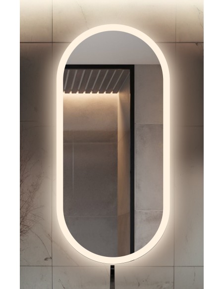 Ovaler Spiegel mit Hintergrundbeleuchtung, sandgestrahlt - ROMI LED