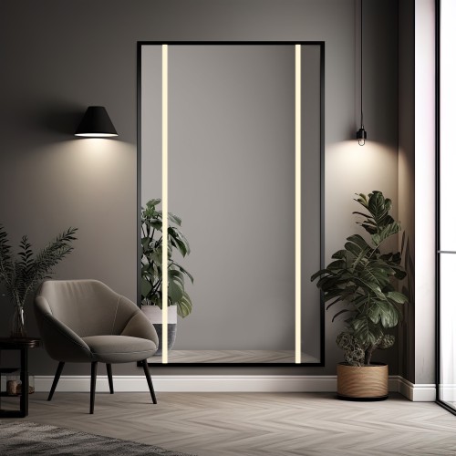 Spiegel mit Hintergrundbeleuchtung, Rahmen schwarz - 1503... 2