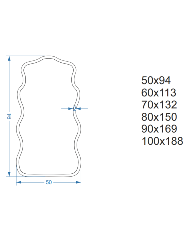 Unregelmäßiger Spiegel im Rahmen - BLOBS NEXUS