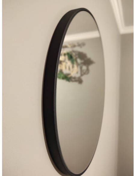 Runder Spiegel in schwarzem MDF SLIM Rahmen - OTYLIA - Rahmenfarbe nach Wahl