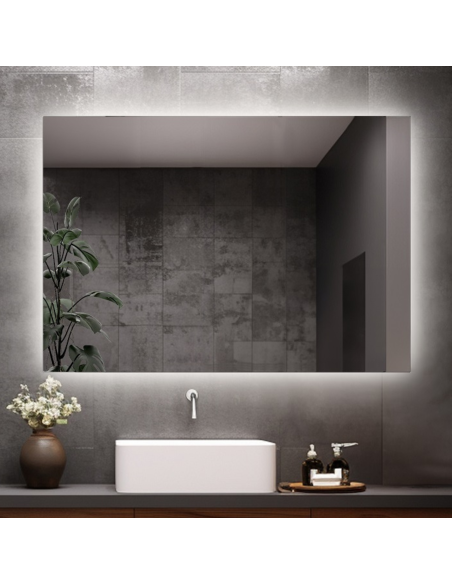 Rechteckiger Badezimmerspiegel mit Hintergrundbeleuchtung - AGIS LED