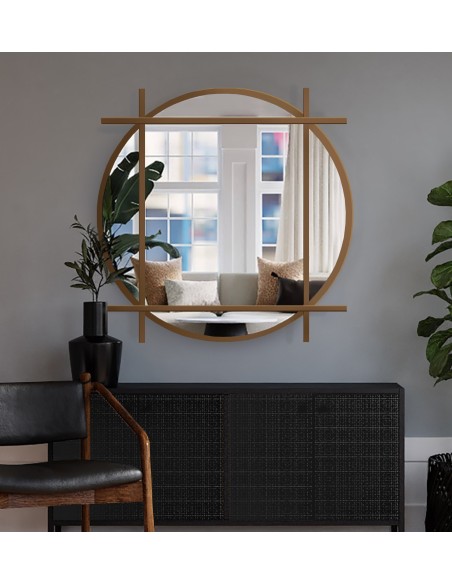 Rundspiegel in Loftoptik mit Sprossenleisten MDF - IZYD – Farbe nach Wahl