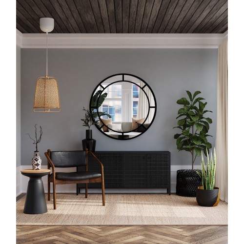 Rundspiegel in Loftoptik mit Sprossenleisten MDF - MONA 2