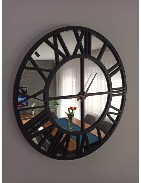 Spiegelwanduhr in Loftoptik - ORES - Rahmenfarbe nach Wahl