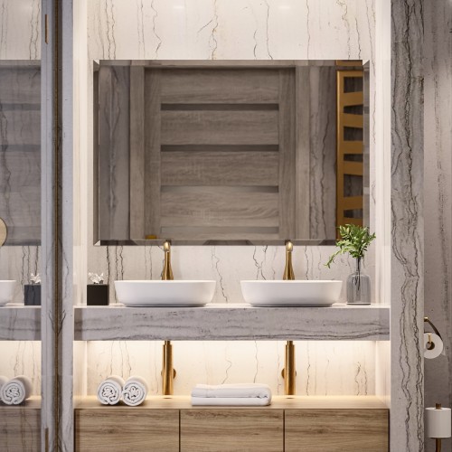 Badezimmerspiegel, rechteckig facettiert - PHASE NACH MAẞ 2