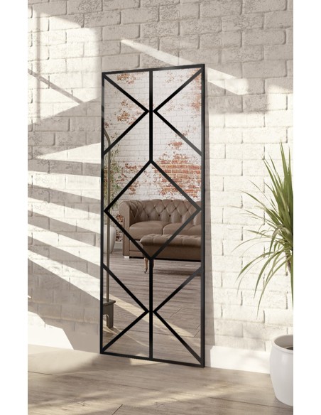 Spiegel in Loftoptik mit Sprossenleisten - OLIMPIA - Rahmenfarbe nach Wahl