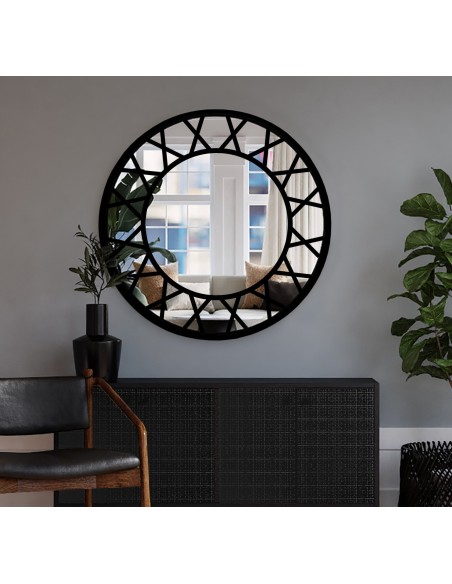 Dekorativer Rundpiegel in Loftoptik mit Sprossenleisten - ELENA