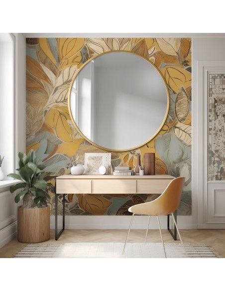 Runder Spiegel mit goldenem MDF-Rahmen SLIM - OTYLIA - Rahmenfarbe nach Wahl