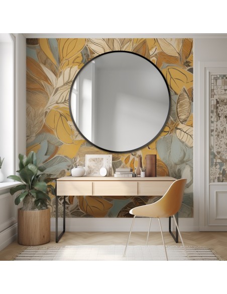 Runder Spiegel in schwarzem MDF SLIM Rahmen - OTYLIA - Rahmenfarbe nach Wahl