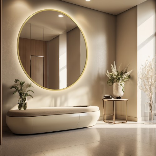 Rundspiegel Rahmen in Gold MDF SLIM mit...