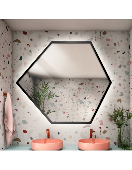 Spiegel in geometrischer Form mit Rahmen und Beleuchtung – GEOME IM RAHMEN LED