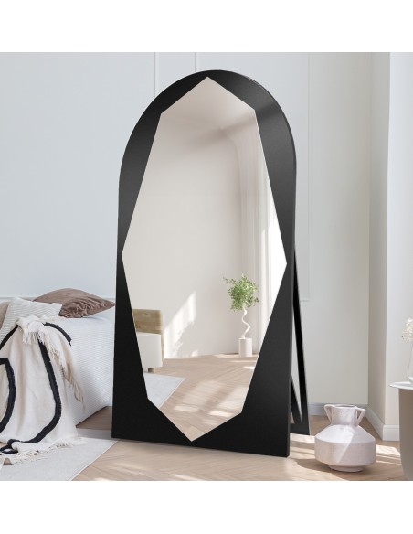 Organischer Standspiegel in Halboval mit MDF-Rahmen - RIOLIT STEHEND