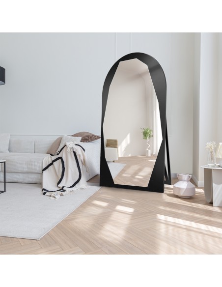 Organischer Standspiegel in Halboval mit MDF-Rahmen - PIRYT STEHEND