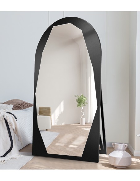 Organischer Standspiegel in Halboval mit MDF-Rahmen - PIRYT STEHEND