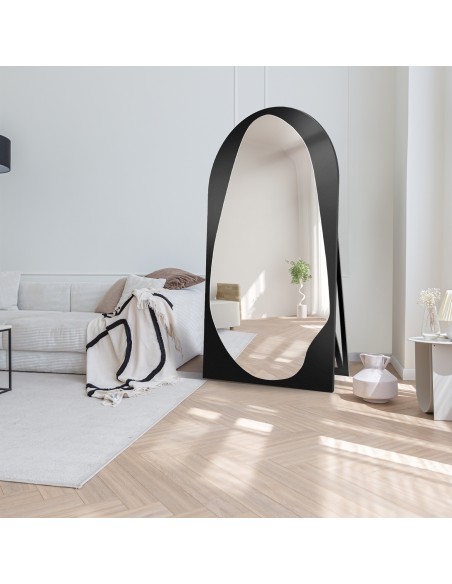 Organischer Standspiegel in Halboval mit MDF-Rahmen - JASPIS STEHEND