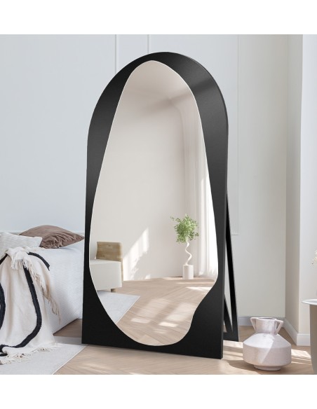 Organischer Standspiegel in Halboval mit MDF-Rahmen - JASPIS STEHEND