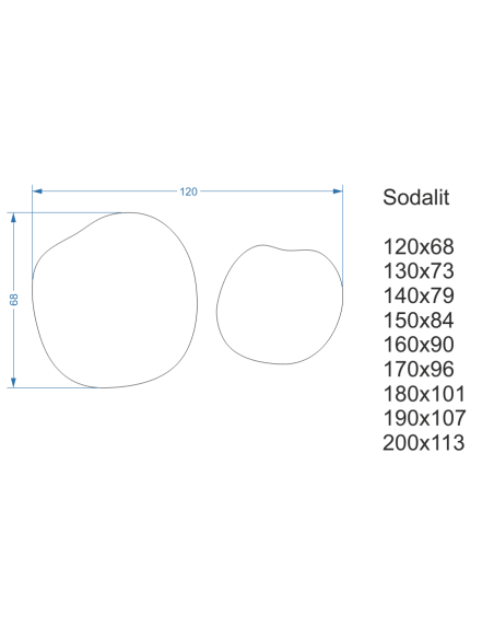 Set von organischen Spiegeln in einem Rahmen mit Beleuchtung - SODALIT IM LED-RAHMEN