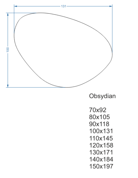 Badezimmerspiegel in unregelmäßiger Form mit Digitaluhr und Temperatursensor - OBSYDIAN LED PREMIUM
