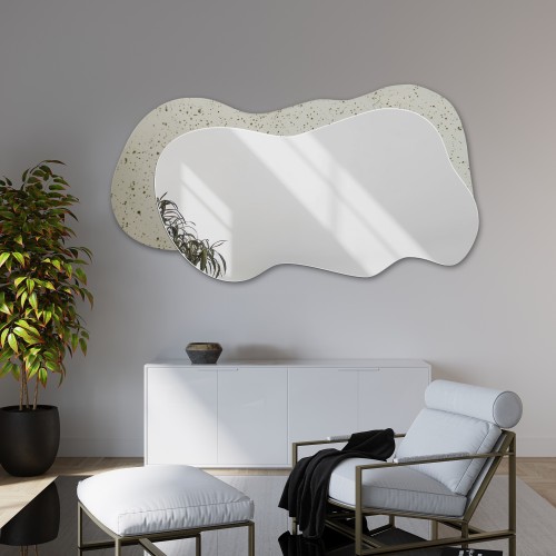 Unregelmäßiger Spiegel auf gealtertem Vintage-Spiegel -...