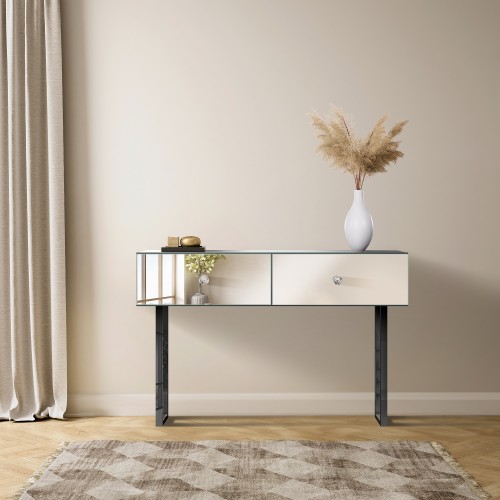 Schminktisch - Konsole aus Spiegeltafeln mit schwarzen...