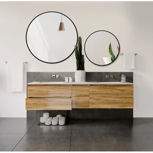 Runder Spiegel in schwarzem MDF SLIM Rahmen - OTYLIA SET...