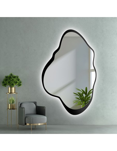 Spiegel in unregelmäßiger Form mit MDF-Rahmen und Beleuchtung - POCO IM LED-RAHMEN