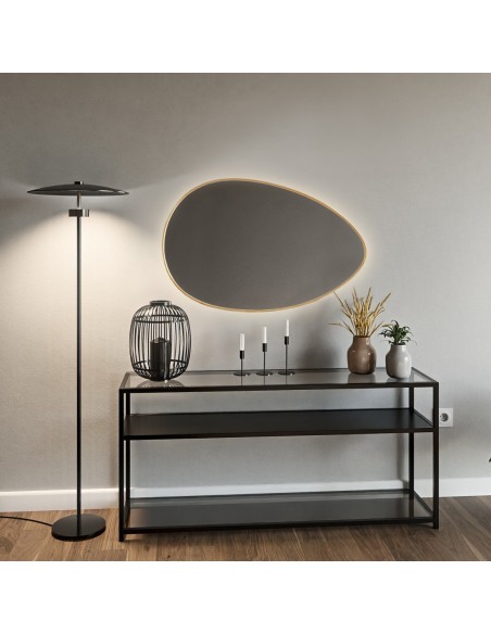 Spiegel in organischer Form, mit Hintergrundbeleuchtung, goldfarbener Rahmen MDF SLIM - ZOE LED - Rahmenfarbe nach Wahl