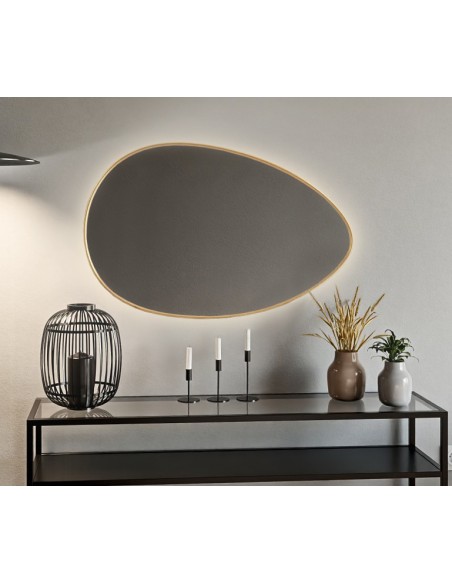 Spiegel in organischer Form, mit Hintergrundbeleuchtung, goldfarbener Rahmen MDF SLIM - ZOE LED - Rahmenfarbe nach Wahl