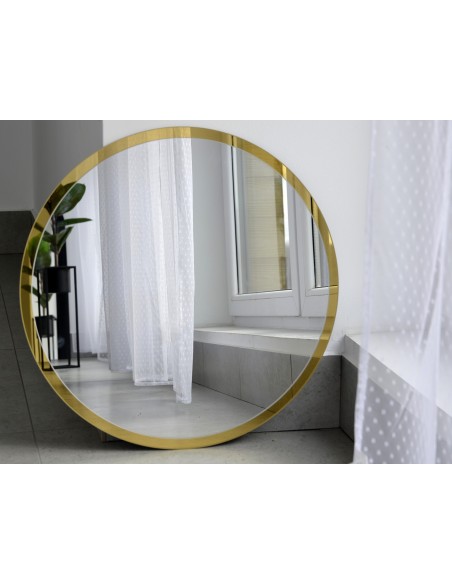 Runder Spiegel im goldglänzenden Rahmen mit Beleuchtung - BELLA LED