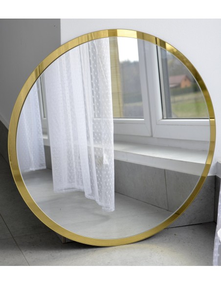 Runder Spiegel im goldglänzenden Rahmen mit Beleuchtung - BELLA LED