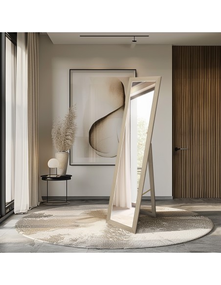 Standspiegel mit Rohholzrahmen in skandinavischer Optik - 5005