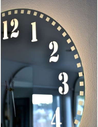 Spiegel-Wanduhr mit LED-Beleuchtung