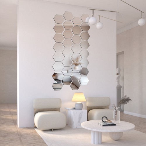 Set dekorativer Spiegelfliesen Waben 20x23