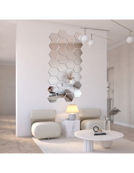 Set dekorativer Spiegelfliesen Waben 20x23