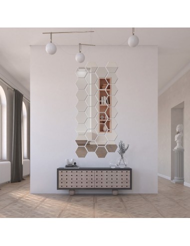 Set dekorativer Spiegelfliesen Waben 20x23