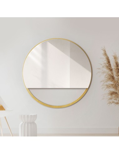 Runder Spiegel im goldenen MDF-Rahmen SLIM mit...