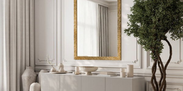 Spiegel mit Goldrahmen — Goldspiegel als luxuriöser Akzent im Interieur